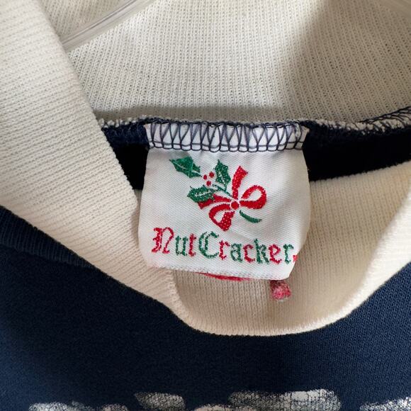 Vintage 90s Nutcracker Christmas Pullover Navy Holiday Scene Sweater Sz M - Picture 6 of 7